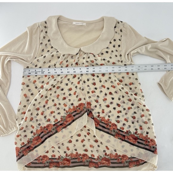 Axes Femme Floral Scalloped Collared Blouse Sz M Fairy Grunge Goth Mori Kei - Picture 12 of 12